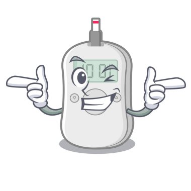 Göz kırpan diyabet kontrol makinesi çizgi filmi izole etti