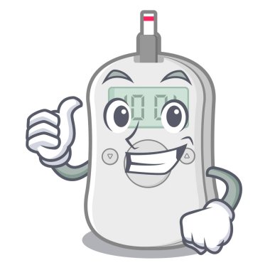 Thumbs up diyabet kontrol makinesi karikatür izole