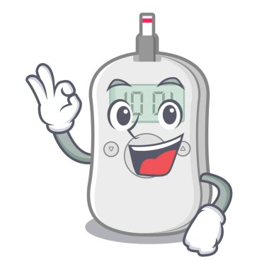 Tamam diyabet kontrol makinesi karikatür izole