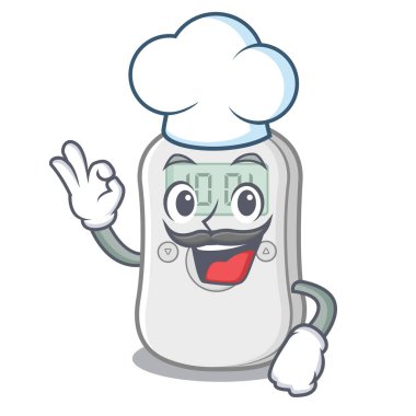 Şef diyabet kontrol makinesi karikatür izole