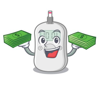 Para çantası diyabet ile makine çizgi film ilaç kutusu kontrol