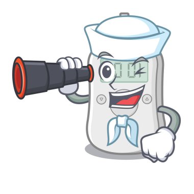 Binoküler diyabet kontrol makinesi karikatür tıp kutusu ile Denizci