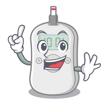 Maskot masanın üstündeparmak diyabet kontrol makinesi