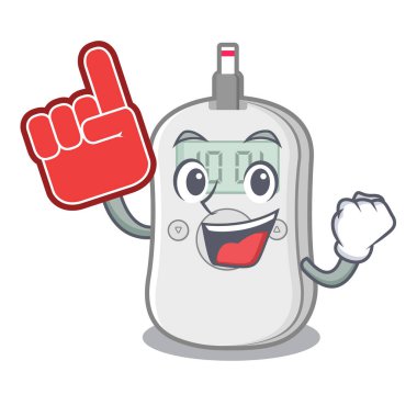 Maskot masa nın üzerinde köpük parmak diyabet kontrol makinesi