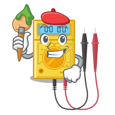 Maskot dolabında sanatçı dijital multimetre