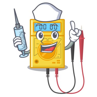 Hemşire dijital multimetre karakteri ile izole