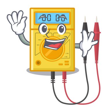 Karakterle izole edilmiş dijital multimetreyi sallayarak