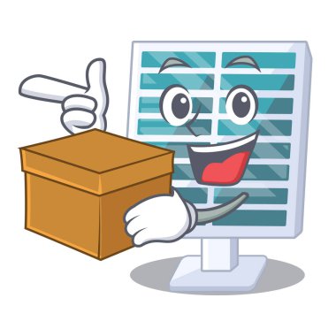 Çizgi film şeklinde kutu güneş kalemleriyle.