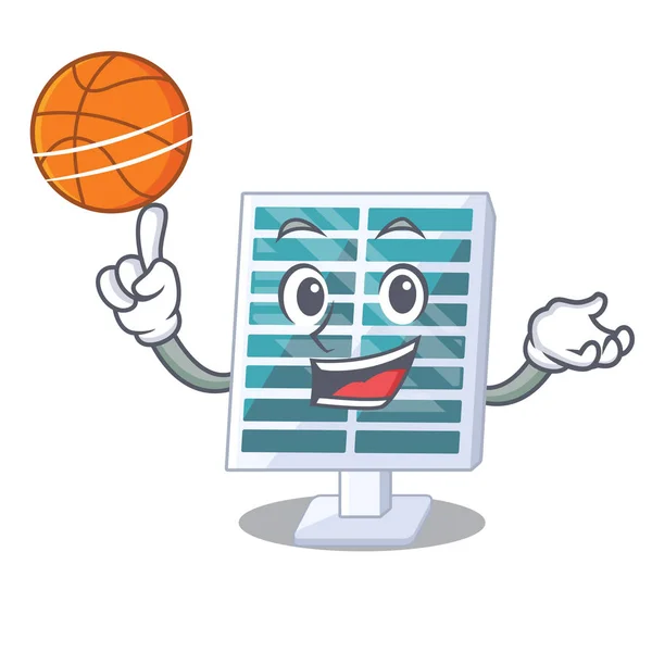 Com canetas solares de basquete isoladas nos desenhos animados — Vetor de Stock