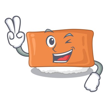 Karikatür şeklinde iki parmak inari suşi