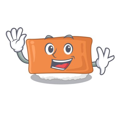 Karikatür şeklinde inari suşi sallayarak