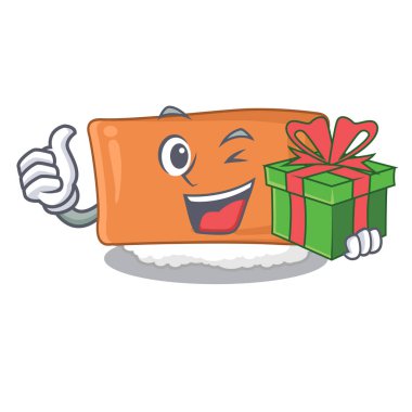 Hediyeyle birlikte inari suşi karikatür tahtası servis edilir.