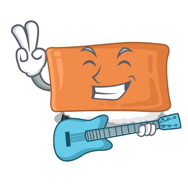 Gitar inari sushi ile karikatür tahtası servis edilir.