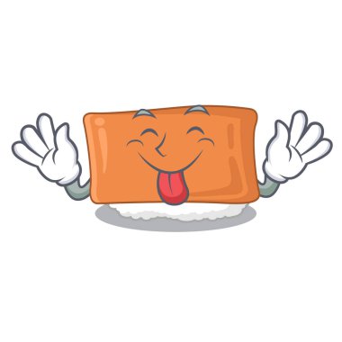 Dil dışarı inari suşi maskot ile izole