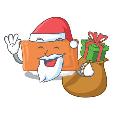Hediye inari suşi maskot ile izole ile Santa