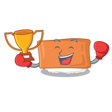 Boks kazanan inari suşi maskot ile izole