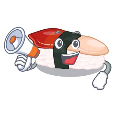 Karakterde izole edilmiş megafon hokkigai sushi ile