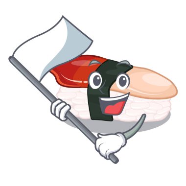 Bayrak hokkigai suşisi ile çizgi film masası servis edilir.