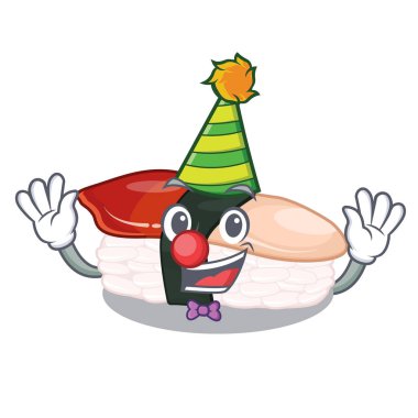 Palyaço hokkigai suşi karikatür tablo servis edilir