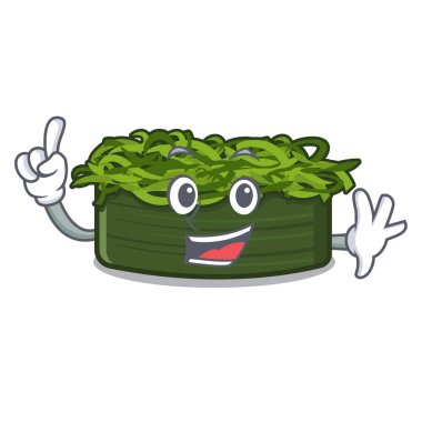 Bir karikatür kase parmak chuka wakame