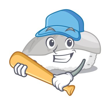 Çizgi film ile izole beyzbol ika suşi oynamak