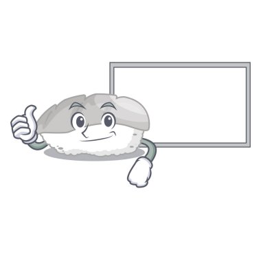 Karikatür ile izole kurulu ika suşi ile Thumbs up