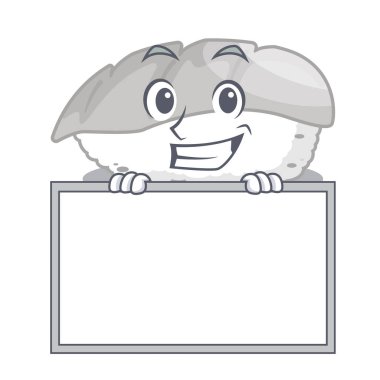 Karikatür ile izole kurulu ika suşi ile Grinning