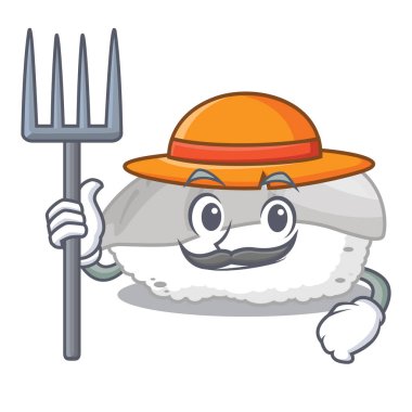 Çiftçi ika suşi karikatür ile izole