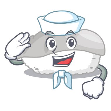 Denizci ika suşi karikatür ile izole