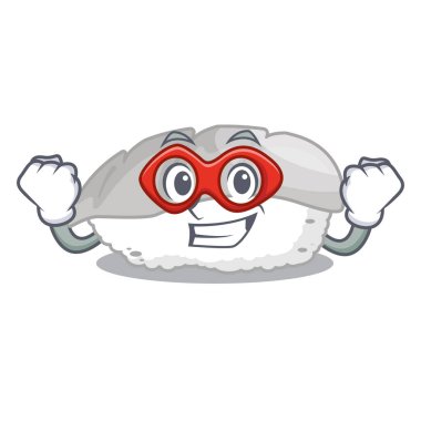 Süper kahraman ika suşi maskot yer servis edilir