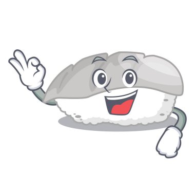 Tamam ika suşi maskot yer servis edilir