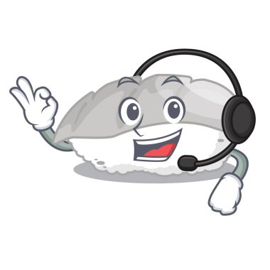 Charater beslenme çantasında kulaklık takan sushi ile