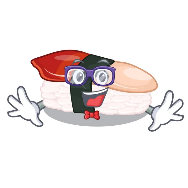 Geek sushi hokkigai kartun di piring - Stok Vektor
