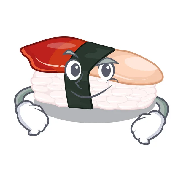 Smirking sushi hokkigai cartone animato su un piatto — Vettoriale Stock