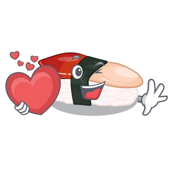 With heart hokkigai sushi in the mascot shape — ストックベクタ