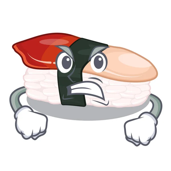 Sushi hokkigai arrabbiato a forma di mascotte — Vettoriale Stock
