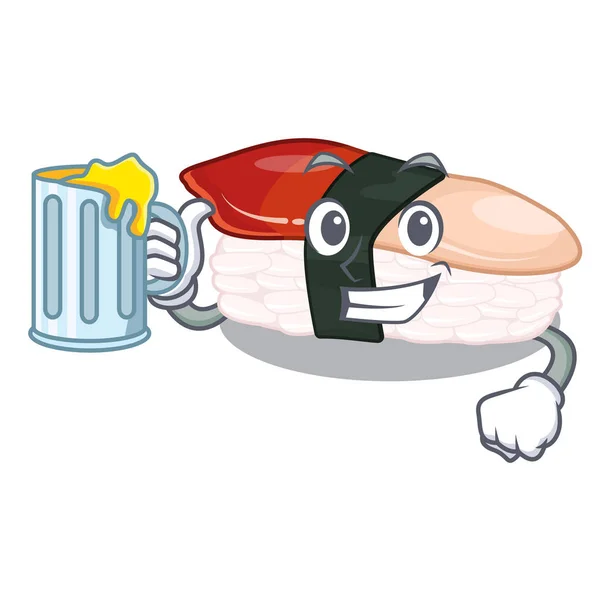 Con zumo de sushi hokkigai en forma de mascota — Vector de stock