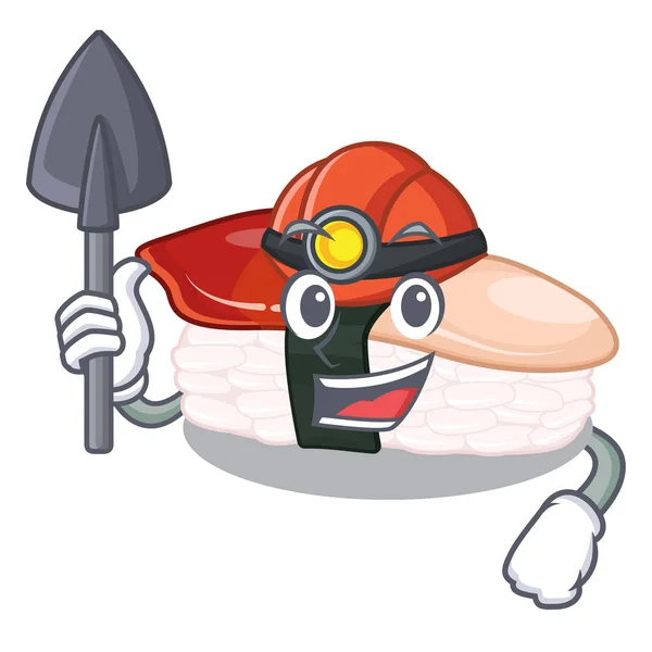 Miner hokkigai sushi a forma di mascotte — Vettoriale Stock