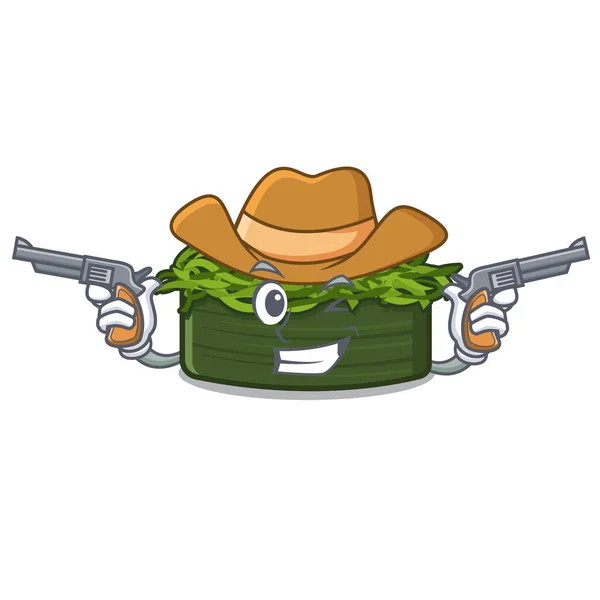 Cowboy Wakame Chuka wordt geserveerd cartoon platen — Stockvector