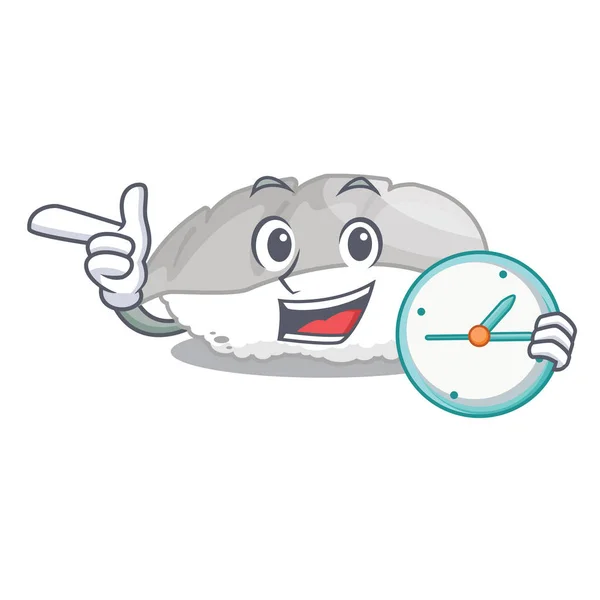 With clock ika sushi is served mascot place — ストックベクタ