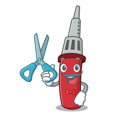 Karikatür mekanik kutusunda berber lehim demir