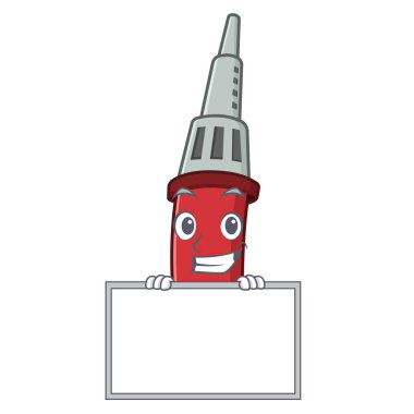 Karikatür mekanik kutusunda tahta lehim demir ile sırıtarak