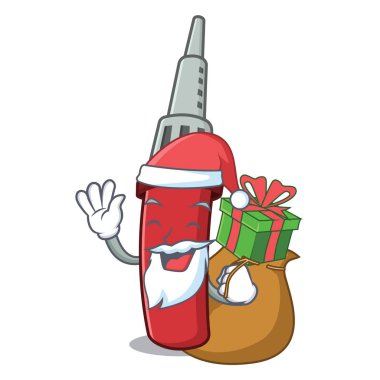 Ahşap karikatür tablo üzerinde hediye satılan demir ile Santa