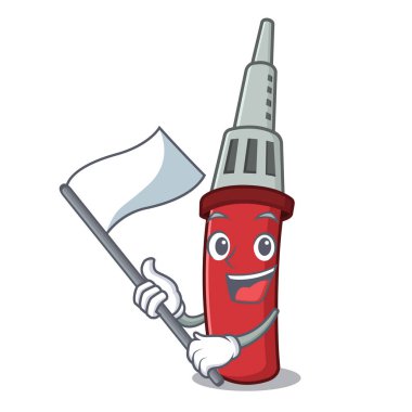 Ahşap karikatür masasının üzerinde bayrak çözücü demirle