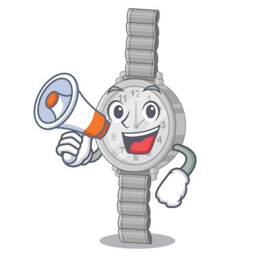 Çizgi film mücevher kutusunda megafon Kol saatiyle