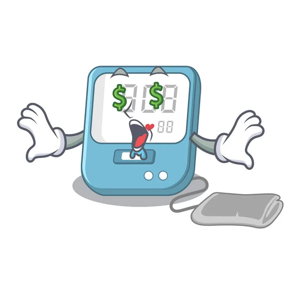 Money eye blood pressure toy above cartoon table — Stock Vector