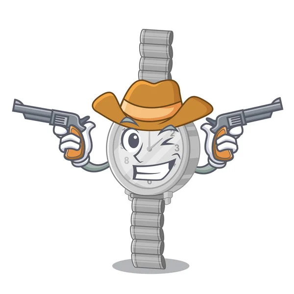 Cowboy horloge in de cartoon sieraden doos — Stockvector