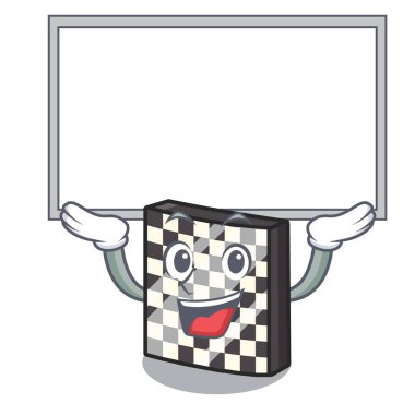 Bir maskot ile yukarı tahta satranç tahtası