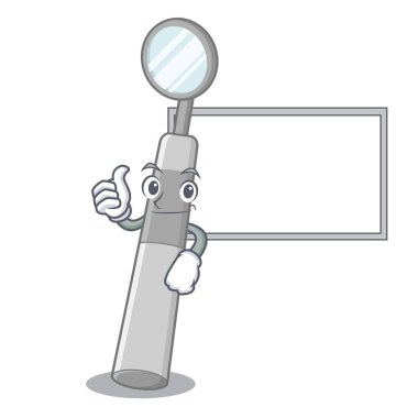 Maskot şeklinde tahta diş aynası ile başparmak