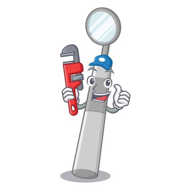 Bir karikatür sepeti nde Tesisatçı diş aynası